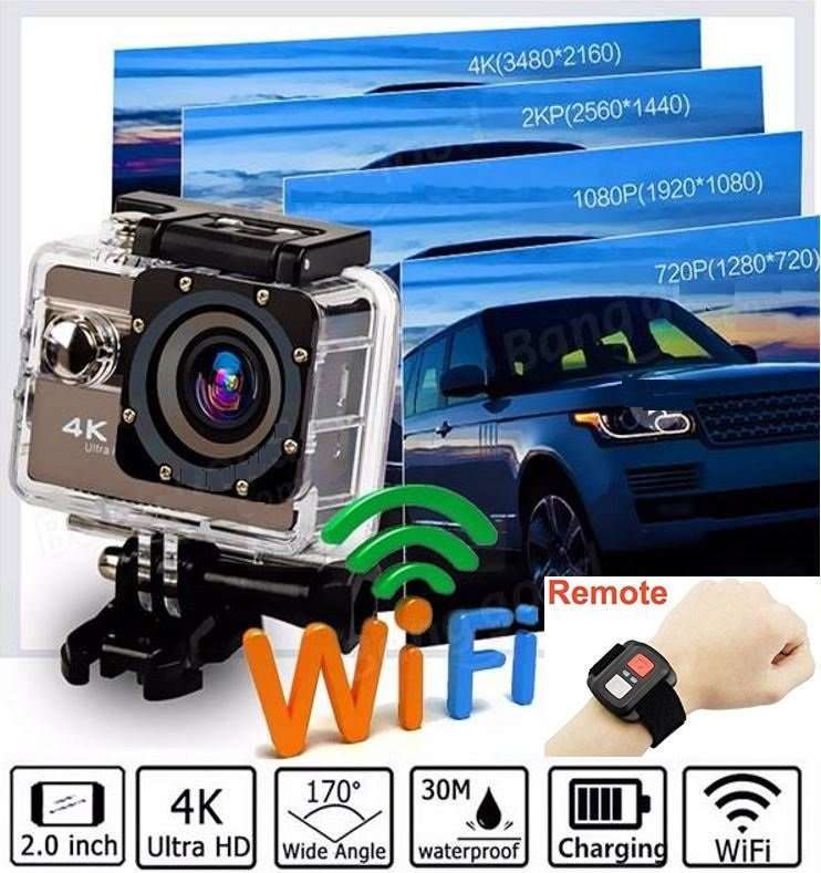 4K Ultra HD WIFI Action Sport DVR & Camera With REMOTE- HDMI, Waterproof, 170 Degree & More