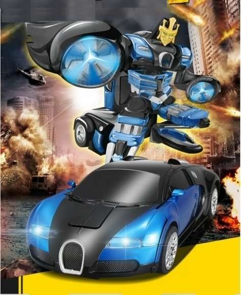 Large Buggati Remote Control TRANSFORMER Robot Car, Transforms in 1 Button - With Music & Lights