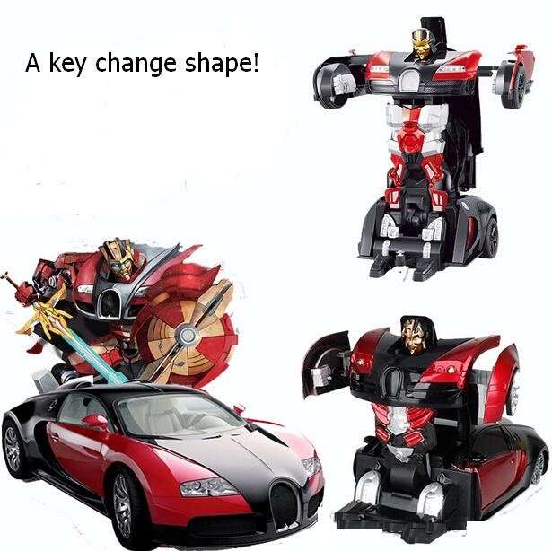 Large Buggati Remote Control TRANSFORMER Robot Car, Transforms in 1 Button - With Music & Lights