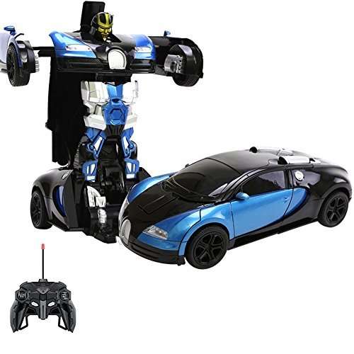 Large Buggati Remote Control TRANSFORMER Robot Car, Transforms in 1 Button - With Music & Lights