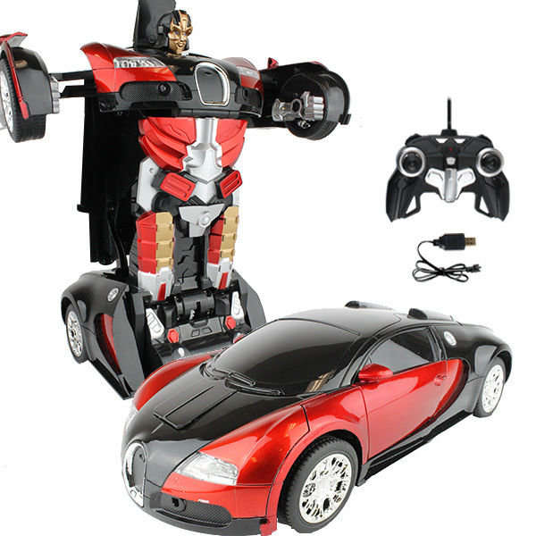 Large Buggati Remote Control TRANSFORMER Robot Car, Transforms in 1 Button - With Music & Lights