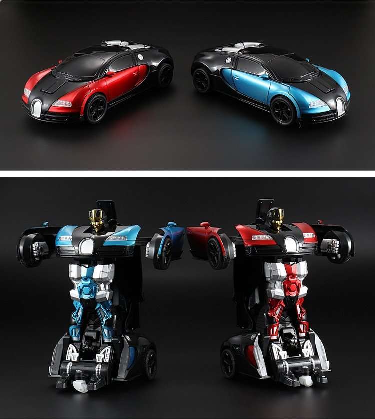 Large Buggati Remote Control TRANSFORMER Robot Car, Transforms in 1 Button - With Music & Lights
