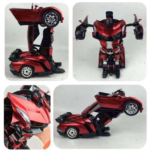 Large Buggati Remote Control TRANSFORMER Robot Car, Transforms in 1 Button - With Music & Lights