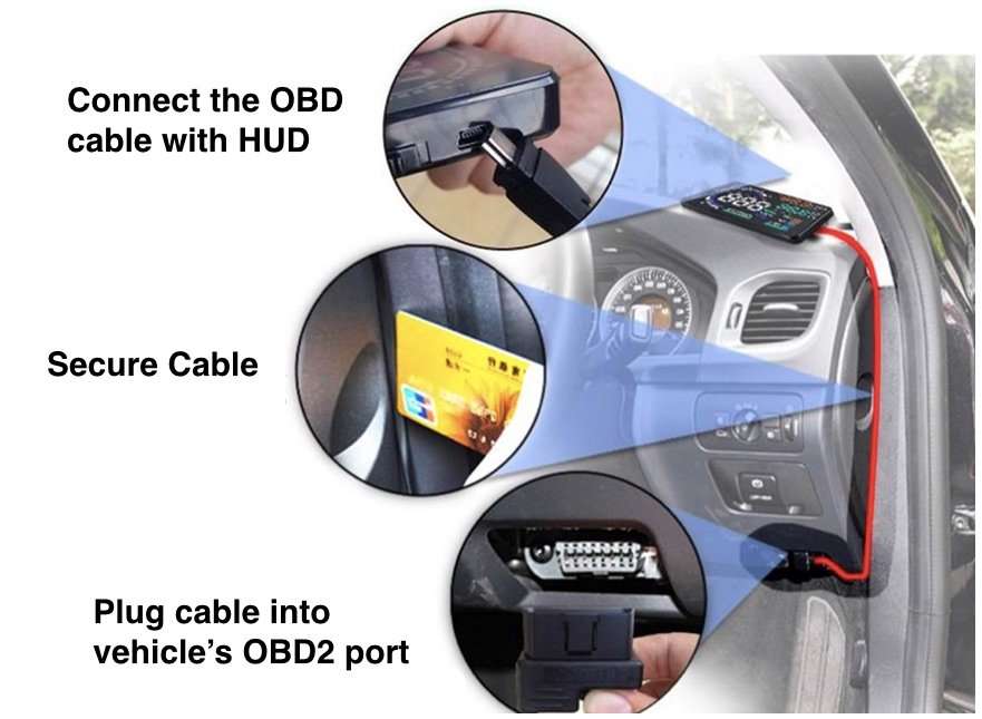 X6 HD LED Car HUD Head up Display Projector, OBDII Interface, Show Speed, Fuel Consumption, Temp....