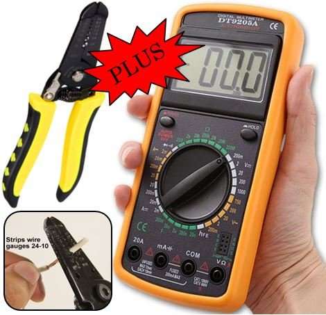 COMBO DEAL - LCD Display Digital Multimeter AC DC Voltage PLUS Wire Stripper Tool