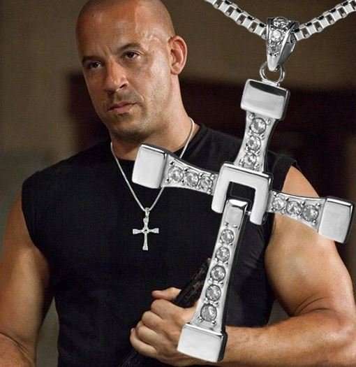 Fast & Furious Men's Stainless Steel Chain With Crystal Cross Pendant in Complimentary Gift Box