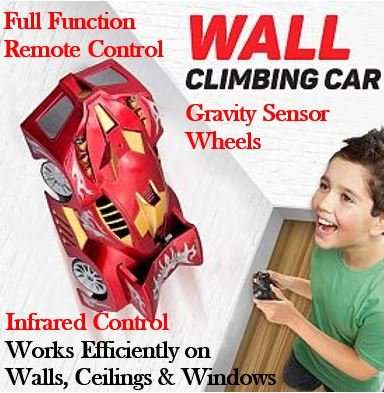 Wall Climbing Remote Control Car - 360 Degree, Strong Suction - Walls, Floors, Windows, Ceiling etc.