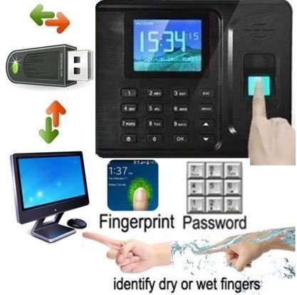 2.8" Bio-metric Fingerprint & Code Time Attendance System, Colour Display & Complete Software