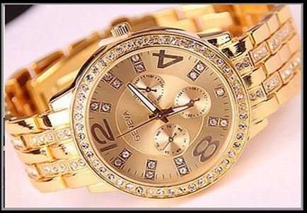 Elegant Ladies Geneva Crystal Quartz Chronograph Wrist Watch in Rosegold, Gold or Silver