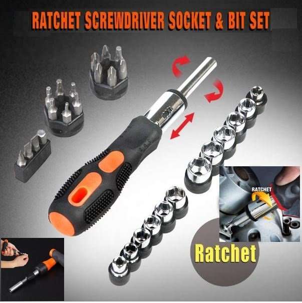 Professional 36 Piece Ratcheting T Handle Precision Screwdriver & Socket Set