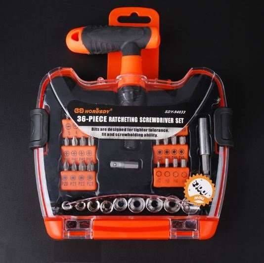 Professional 36 Piece Ratcheting T Handle Precision Screwdriver & Socket Set