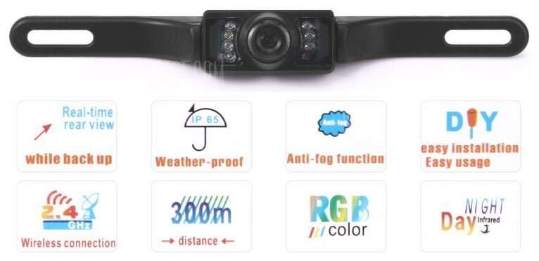 Night Vision Waterproof NTSC Universal Car Rearview Licence Plate CMOS Camera