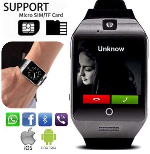 Q18 Smart Watch Phone, SIM CARD, Bluetooth, Camera, Sleep Monitor, SD Card, Pedometer etc.