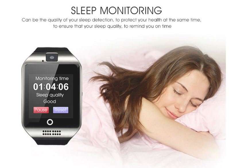Q18 Smart Watch Phone, SIM CARD, Bluetooth, Camera, Sleep Monitor, SD Card, Pedometer etc.
