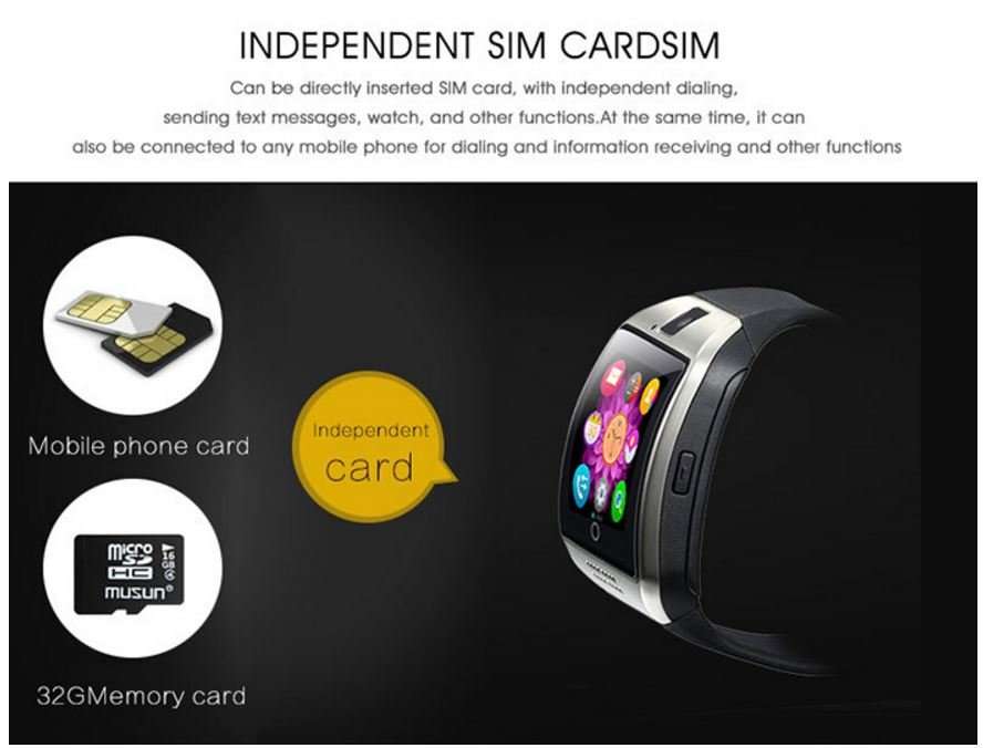 Q18 Smart Watch Phone, SIM CARD, Bluetooth, Camera, Sleep Monitor, SD Card, Pedometer etc.