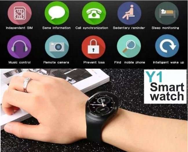 Y1 Professional Smart Watch Phone, SIM CARD, Bluetooth, Sleep Monitor, SD Card, Pedometer etc.