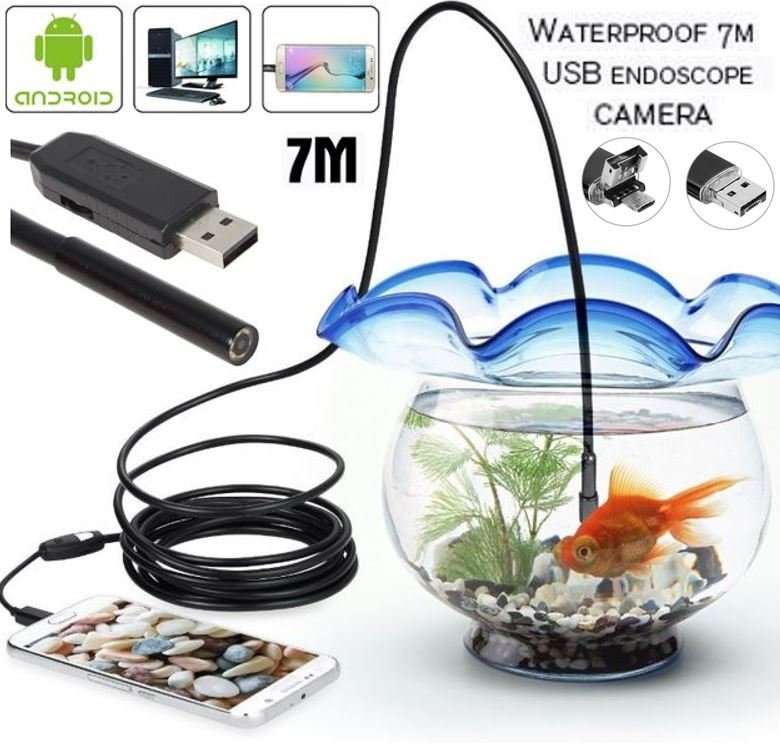 Waterproof Android USB Inspection HD Endoscope Video Camera With 6 LED's, 7 Meters Long