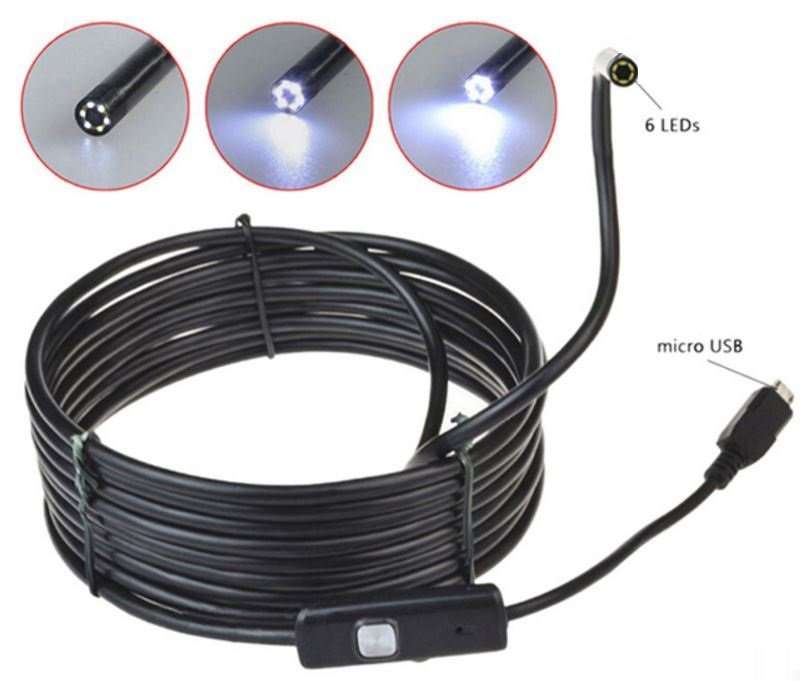 Waterproof Android USB Inspection HD Endoscope Video Camera With 6 LED's, 7 Meters Long
