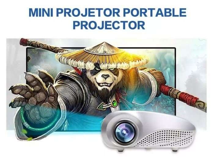 HD 1080P LED Multimedia Projector & Home Theater Cinema & Remote - AV, TV, VGA, HDMI, USB, SD, WTC