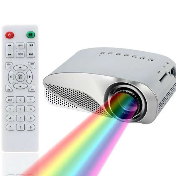 HD 1080P LED Multimedia Projector & Home Theater Cinema & Remote - AV, TV, VGA, HDMI, USB, SD, WTC