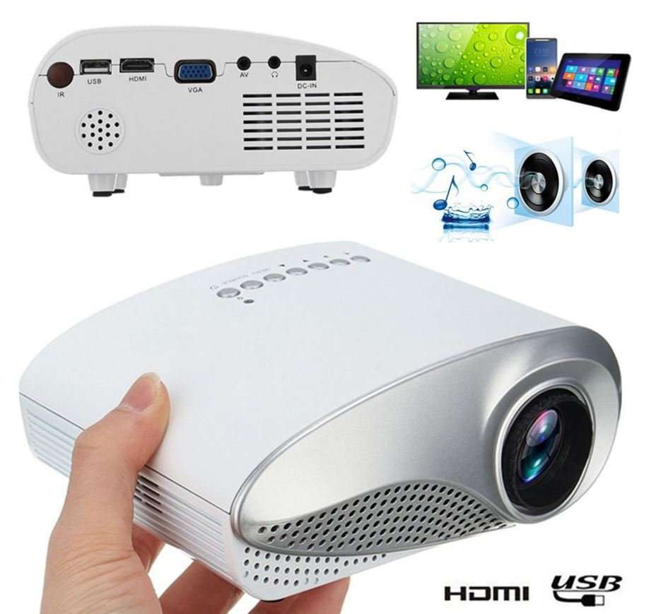 HD 1080P LED Multimedia Projector & Home Theater Cinema & Remote - AV, TV, VGA, HDMI, USB, SD, WTC