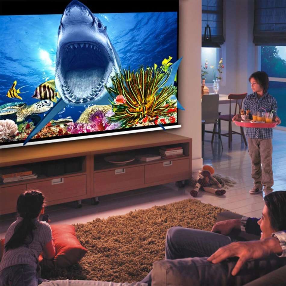 HD 1080P LED Multimedia Projector & Home Theater Cinema & Remote - AV, TV, VGA, HDMI, USB, SD, WTC