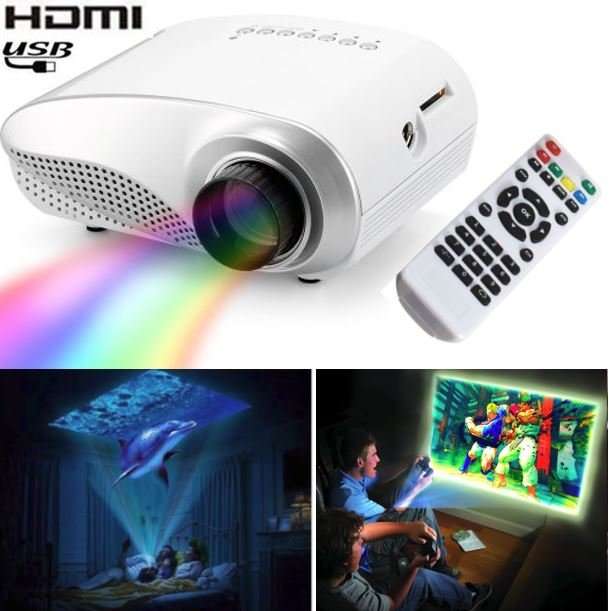 HD 1080P LED Multimedia Projector & Home Theater Cinema & Remote - AV, TV, VGA, HDMI, USB, SD, WTC