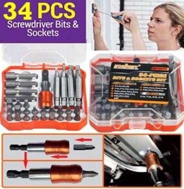 34 Piece Screwdriver Bits & Socket Set - Horusdy Professional & Quality Tools