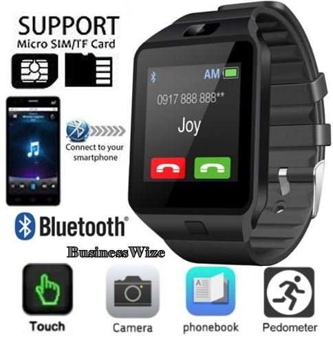 Black Smart Watch Phone -  SIM CARD, Bluetooth, Camera, Sleep Monitor, SD Card, MP3 etc.