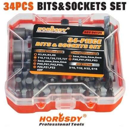 34 Piece Screwdriver Bits & Socket Set - Horusdy Professional & Quality Tools