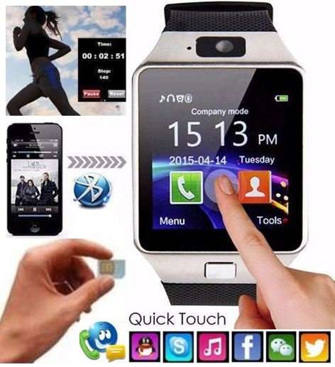 Smart Watch Phone -  SIM CARD, Bluetooth, Camera, Sleep Monitor, SD Card, MP3 etc. - Silver