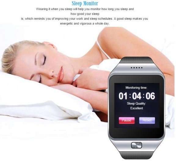 Smart Watch Phone -  SIM CARD, Bluetooth, Camera, Sleep Monitor, SD Card, MP3 etc. - Silver