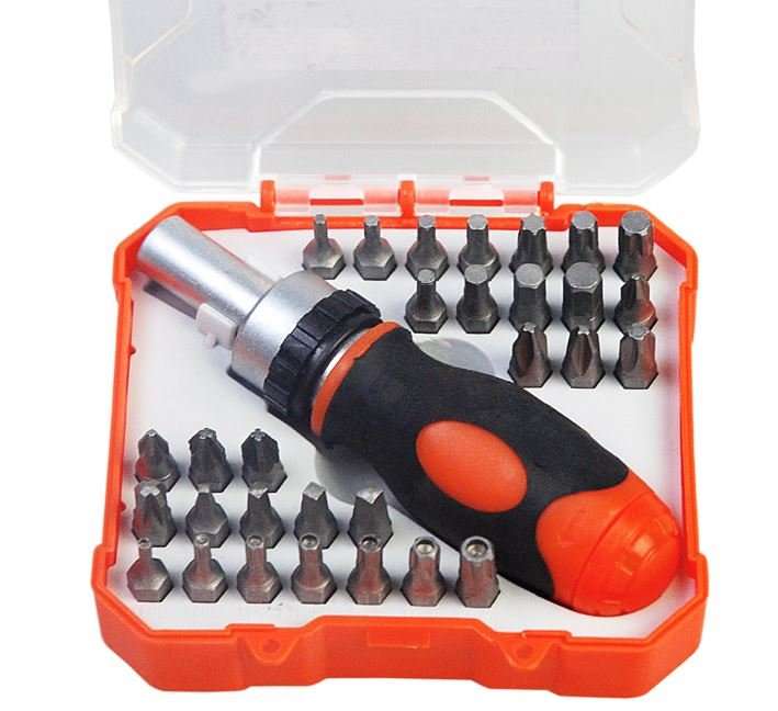 31 Piece Ratchet Screwdriver & Bit Set - Professional 360 Degree Rotating Ratchet Wheel