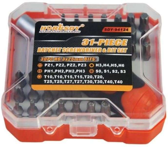 31 Piece Ratchet Screwdriver & Bit Set - Professional 360 Degree Rotating Ratchet Wheel