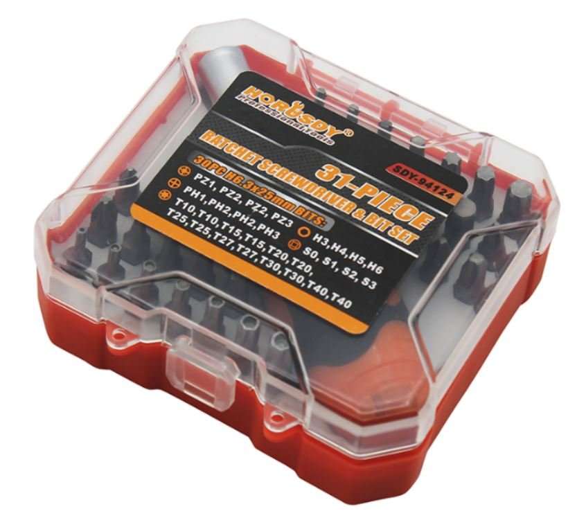 31 Piece Ratchet Screwdriver & Bit Set - Professional 360 Degree Rotating Ratchet Wheel