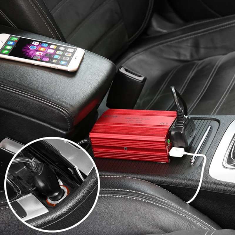 500W Power Inverter 12V DC to 220V AC With USB Ports, Battery Clips & Lighter Plug