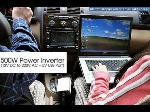 500W Power Inverter 12V DC to 220V AC With USB Ports, Battery Clips & Lighter Plug