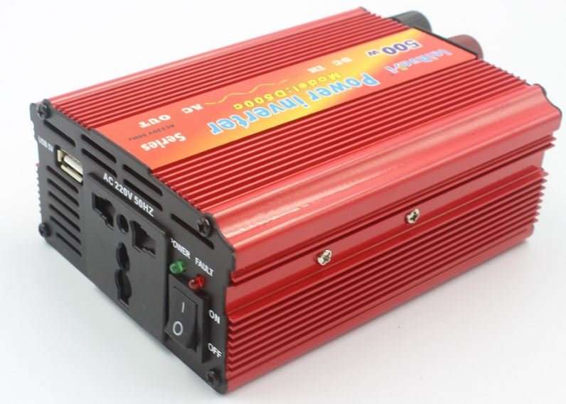 500W Power Inverter 12V DC to 220V AC With USB Ports, Battery Clips & Lighter Plug
