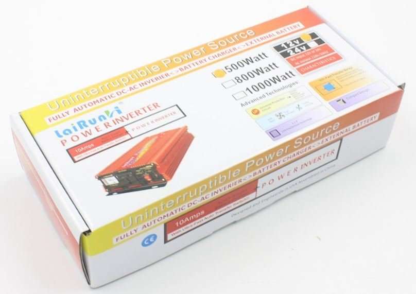 500W Power Inverter 12V DC to 220V AC With USB Ports, Battery Clips & Lighter Plug