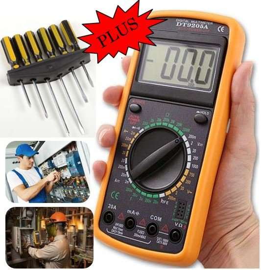 COMBO DEAL - LCD Display Digital Multimeter AC DC Voltage PLUS 6 Piece DIY Screwdriver Set