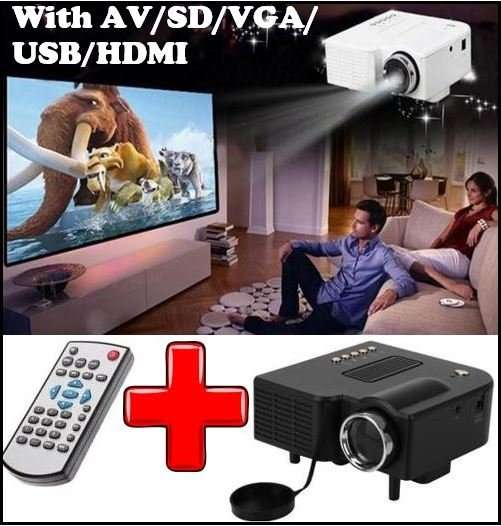 HD LED Multimedia Projector & Home Theater Cinema & Remote - AV, TV, VGA, HDMI, USB, SD, WTC