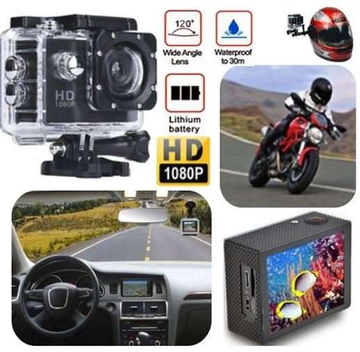 HD Action Sport DVR & Camera - Waterproof, LCD Screen, Side Helmet Mount, Waterproof Casing..