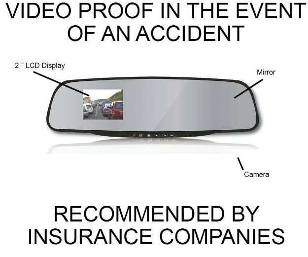 170 Degree Wide Angle Rear View Mirror Camera, Support SD Card, Motion Detection, Loop Recording ...