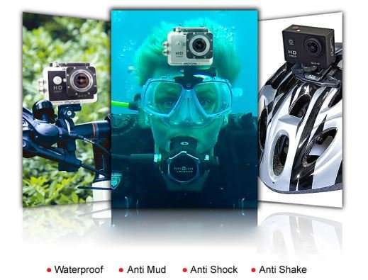 HD Action Sport DVR & Camera - Waterproof, LCD Screen, Side Helmet Mount, Waterproof Casing..