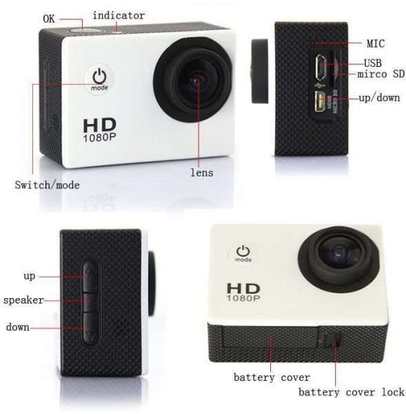 HD Action Sport DVR & Camera - Waterproof, LCD Screen, Side Helmet Mount, Waterproof Casing..