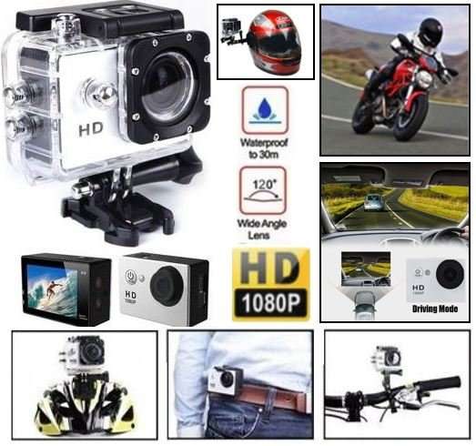 HD Action Sport DVR & Camera - Waterproof, LCD Screen, Side Helmet Mount, Waterproof Casing..