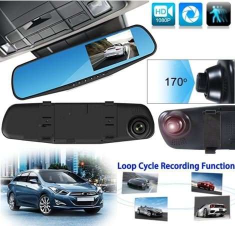 170 Degree Wide Angle Rear View Mirror Camera, Support SD Card, Motion Detection, Loop Recording ...