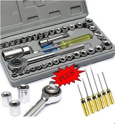 COMBO DEAL - 40 Piece Combination Socket Wrench Set PLUS 6 Piece Screwdriver Set