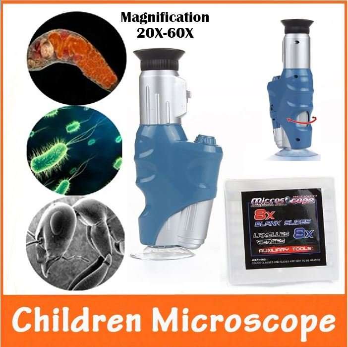 20x - 60x Educational Children's Portable LED Microscope Kit