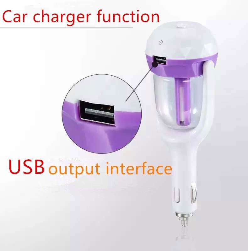 180 Degree, 12V Car Humidifier Aromatherapy With USB Charger to Charge Your Phone & Devices